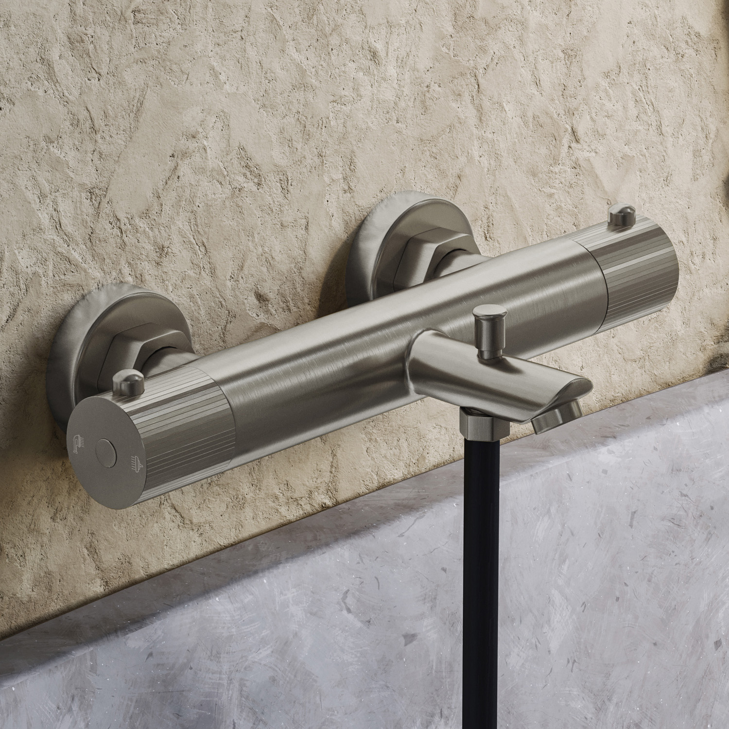 Saniclear Exclusive Stripes Pro thermostatische opbouw badkraan met handdouche RVS