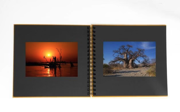 (32x32cm) Wiro Leinen Album Foto Spiralalbum Gäste Buch mit Titelbild Aussparung (100.131802) - Schwarz