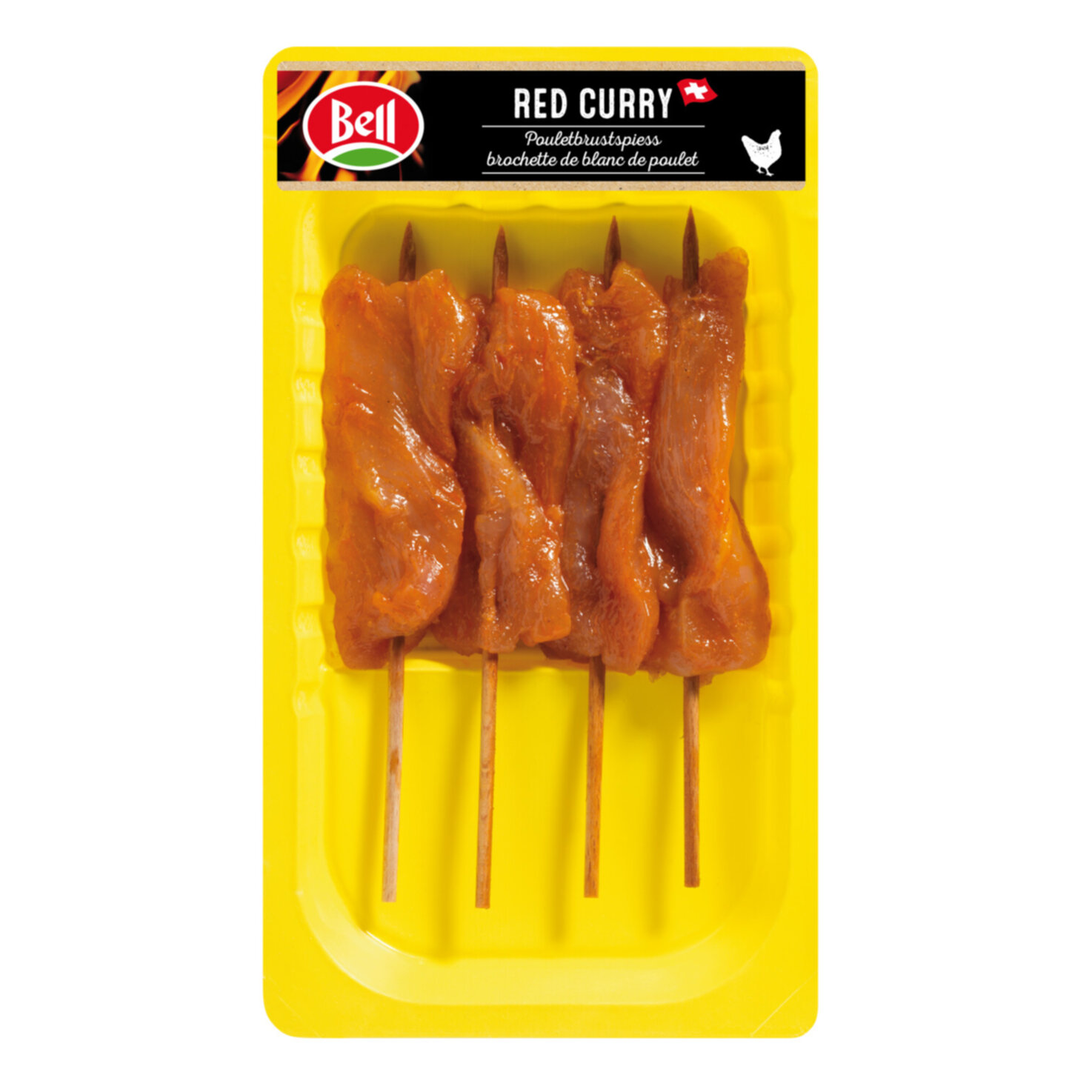 Bell Pouletspiessli roter Curry 4 Stück 190g