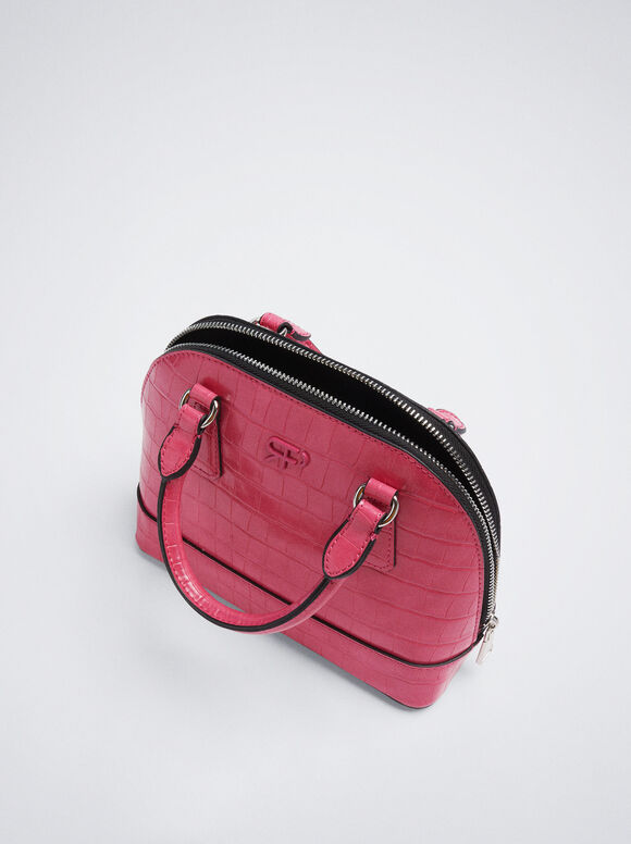 Bolsa transversal com estampa animal - Rosa