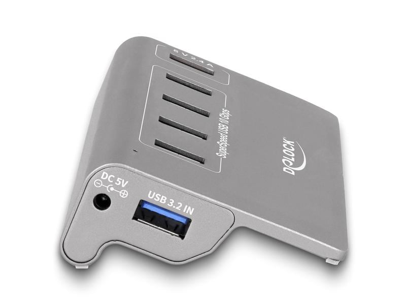 Delock USB-Hub 64182 USB 10 Gbps - 4x USB-A / 1x Schnelllad Delock USB 10 Gbps Hub mit 4 USB Typ-A Ports   1 Schnellladeport inkl. Netzteil