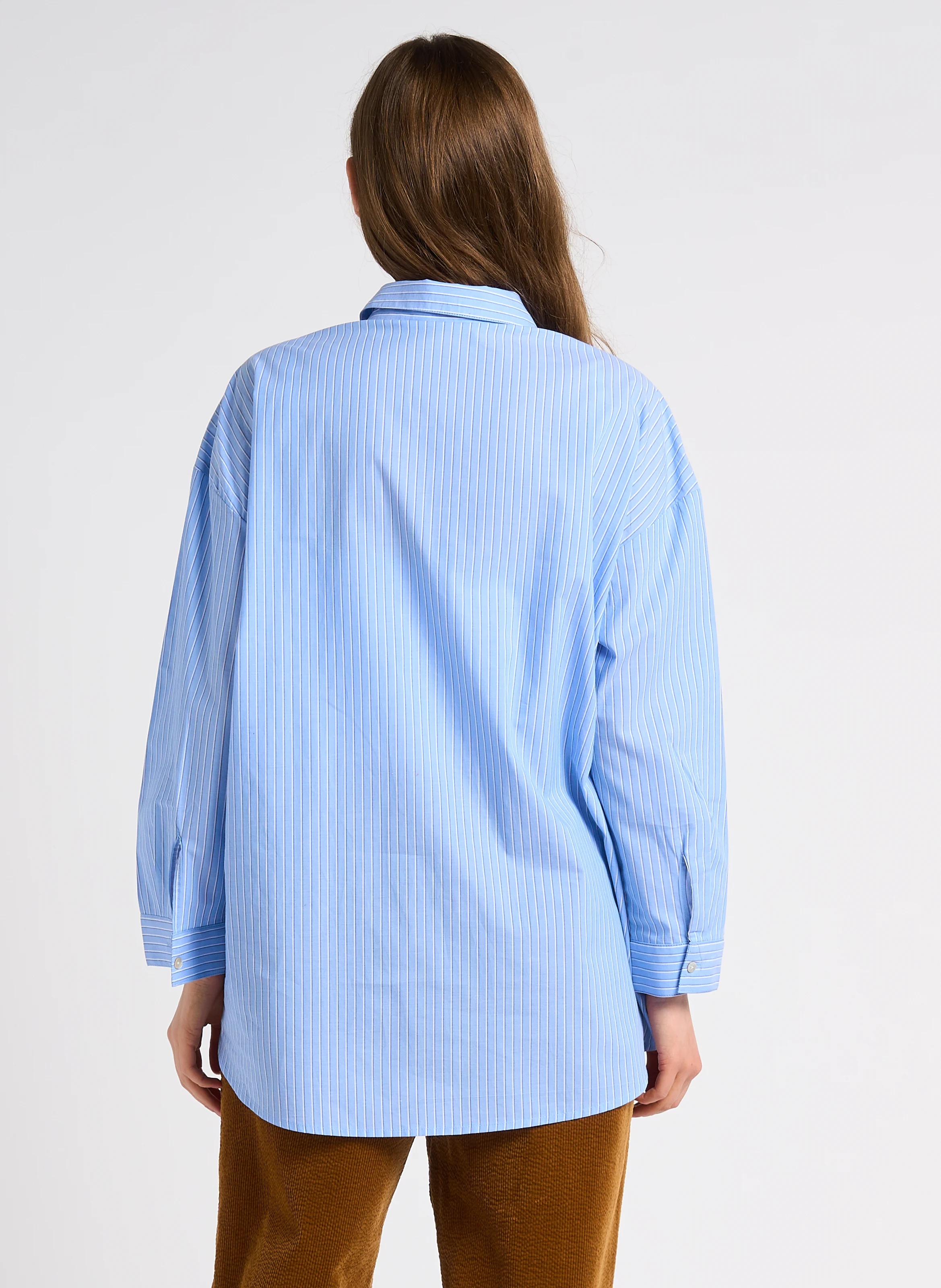 Chemise ample col classique en coton | Bleu