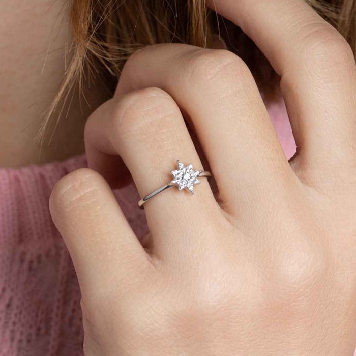 Bague - Argent 925/1000 rhodié & oxyde de zirconium