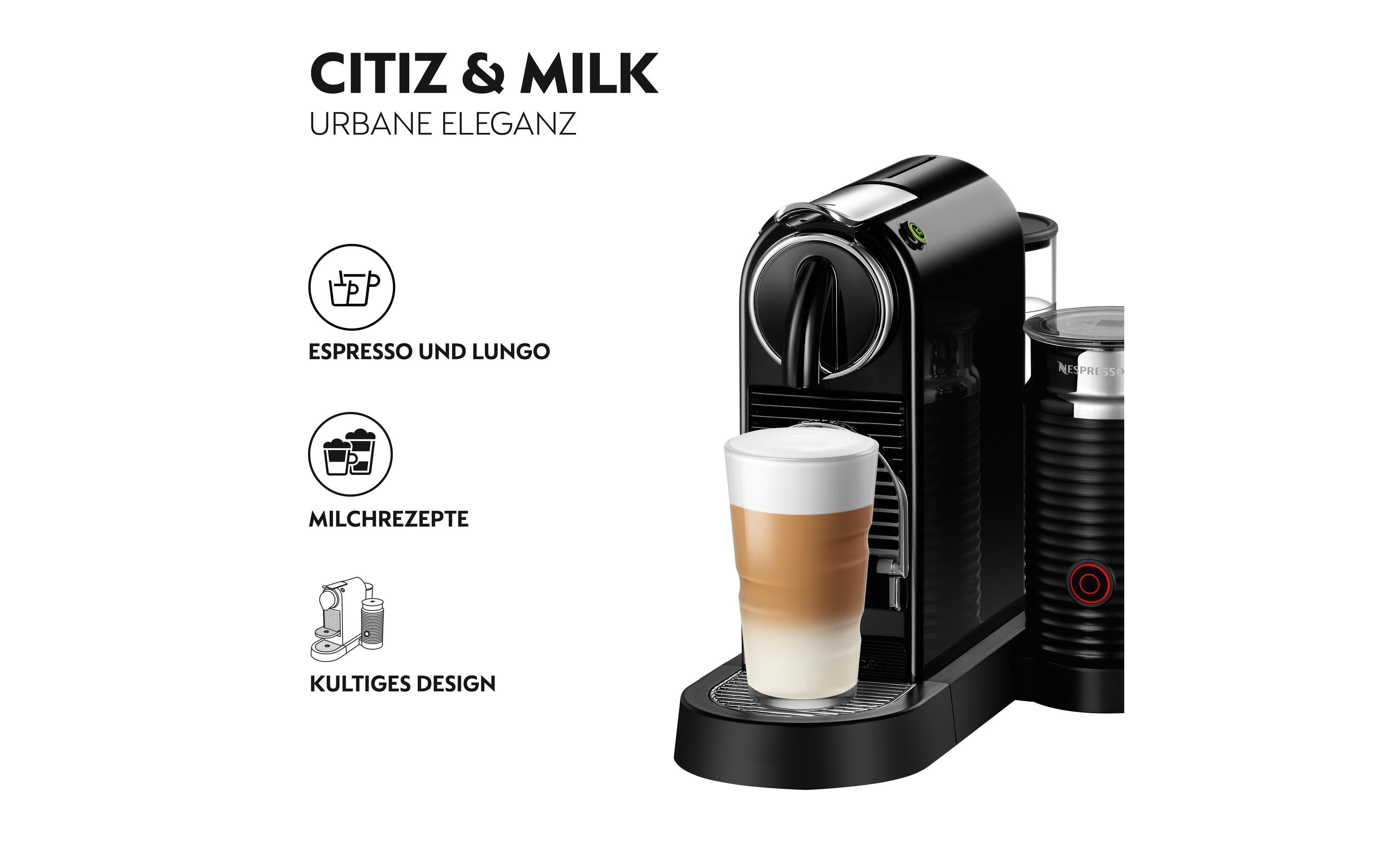 Kaffeemaschine Nespresso CitiZ & Milk EN267.BAE Schwarz<br>Elegante Kapselmaschine der Original Line mit Aeroccino-Milchschäumer