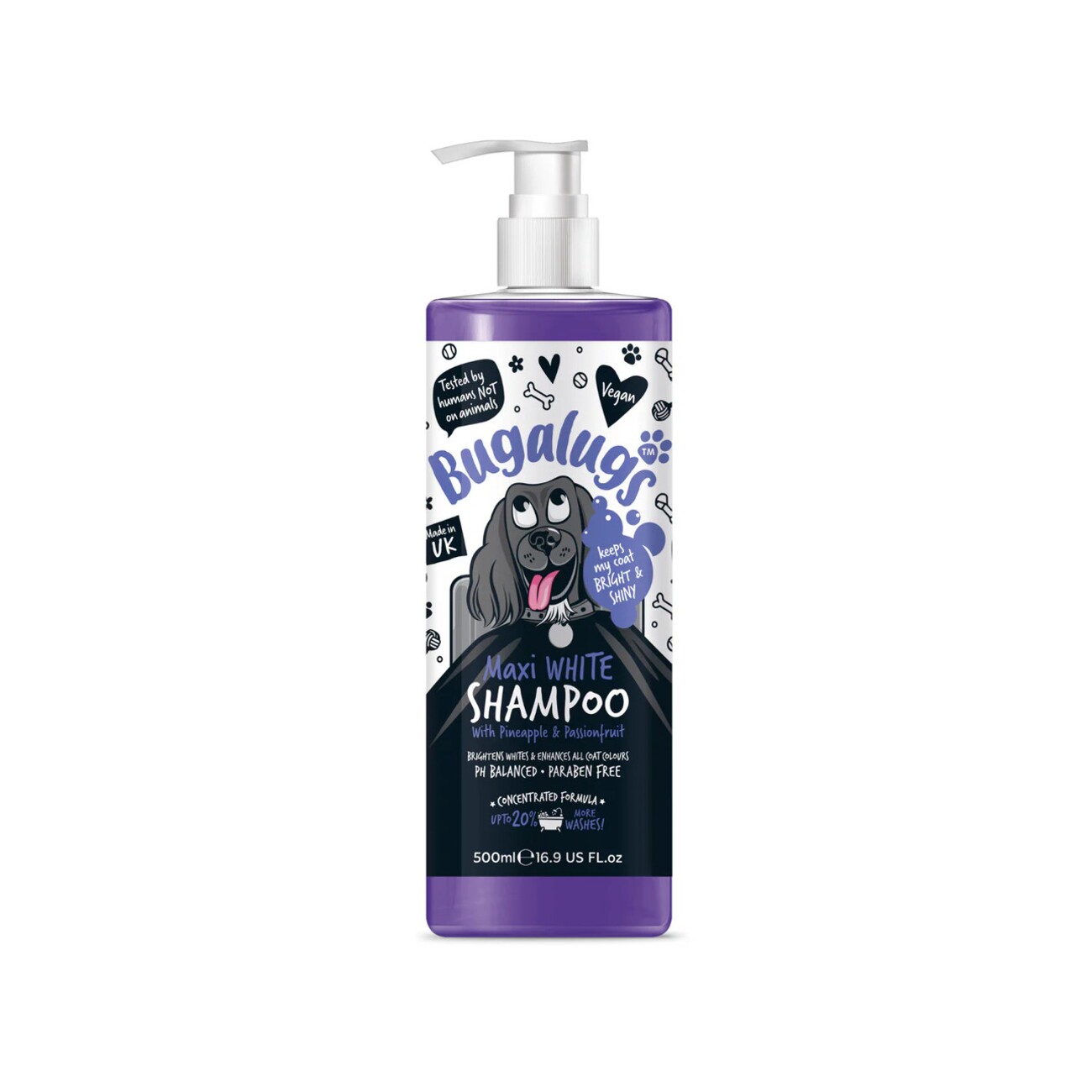 Bugalugs Maxi White – Aufhellendes Hundeshampoo mit exotischem Frischeduft