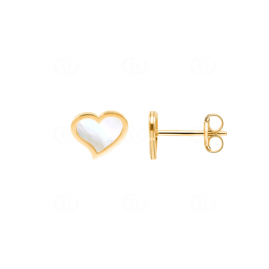 Ohrstecker 750/18 K Gelbgold Herz mit Perlmutt