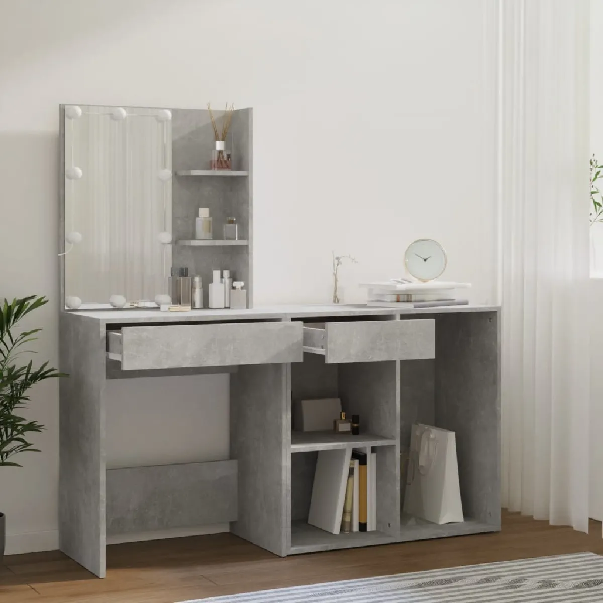 VidaXL Coiffeuse à LED et Armoire