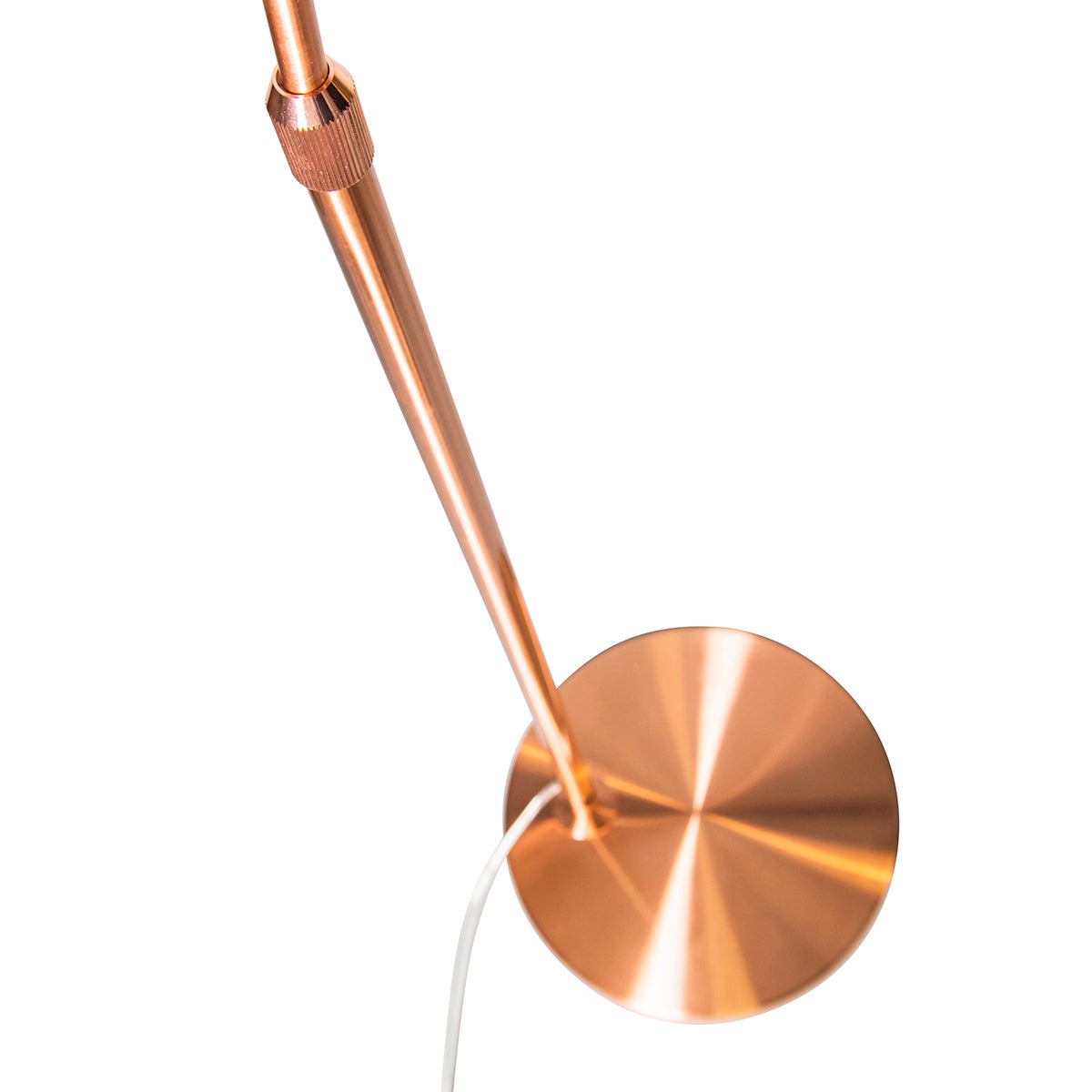 QAZQA - Moderne koperen booglamp met witte kap - Arc Basic I Woonkamer - Steel Round I Langwerpig - LED-compatibel E27