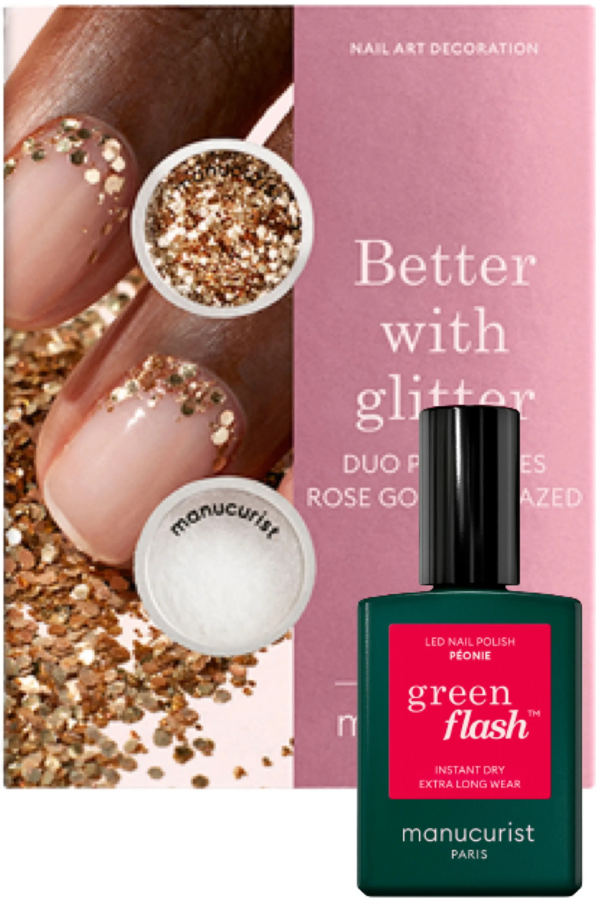 Manucurist Duo de poudre à effet et paillettes et vernis Green Flash