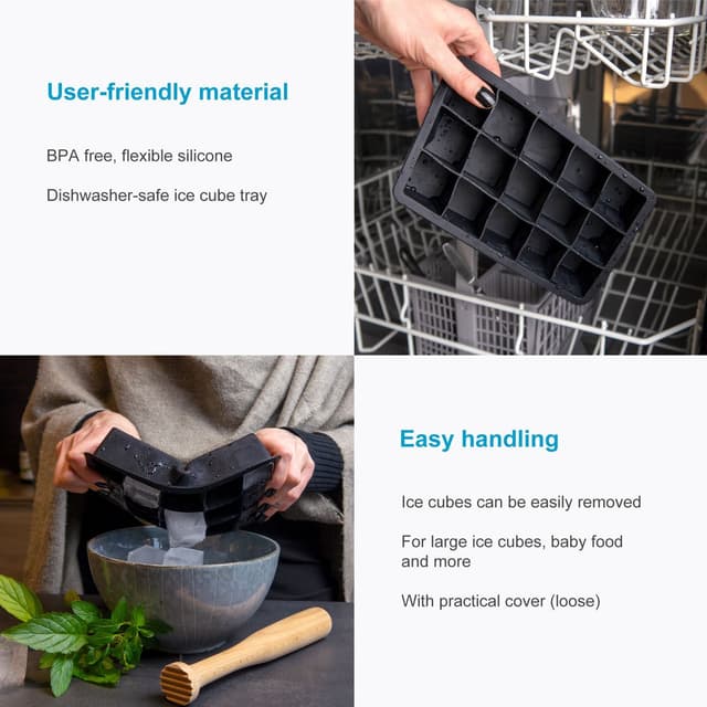 Isterningeforme Iskubs boks Isterningebakker (sort)