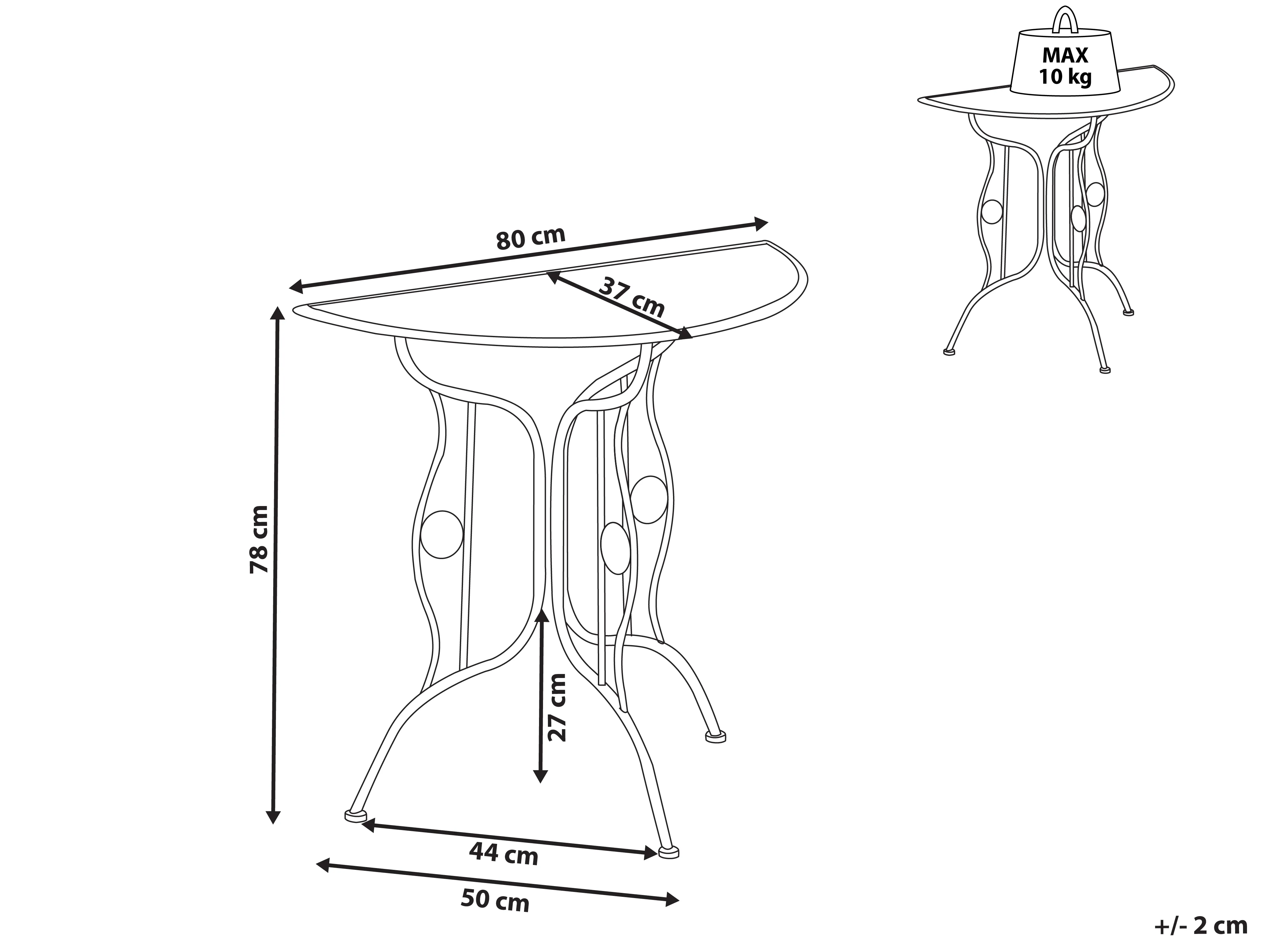 Bistrotafel COGGIA 80 cm 37 cm Metaal Lichtbeige