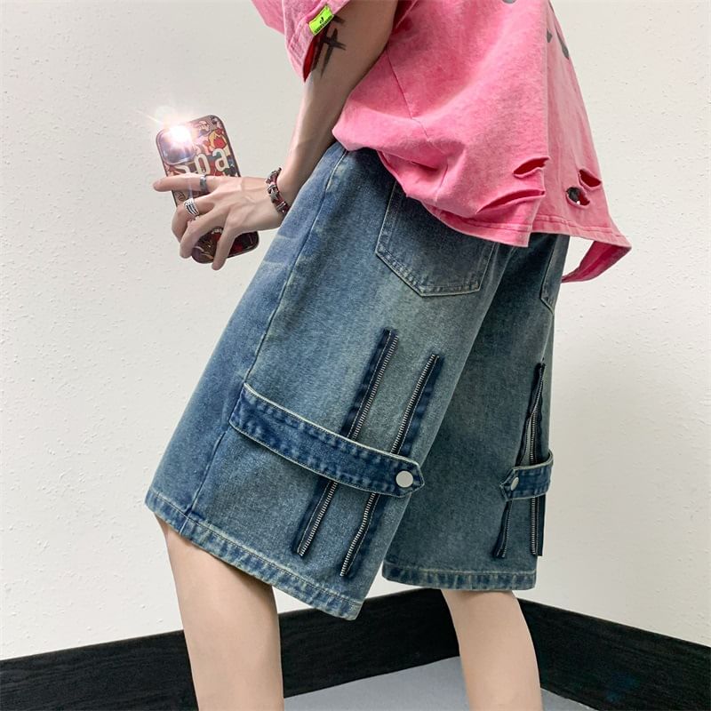 Wolfkane - Mid Rise Washed Denim Shorts
