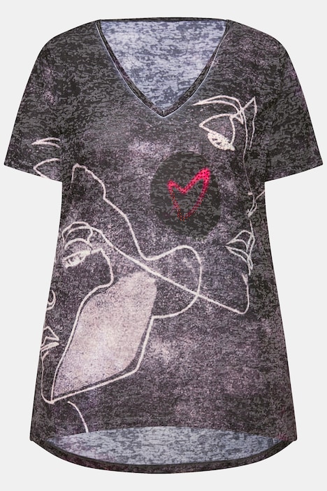 T-Shirt, Gesichts-Druck, Halbarm