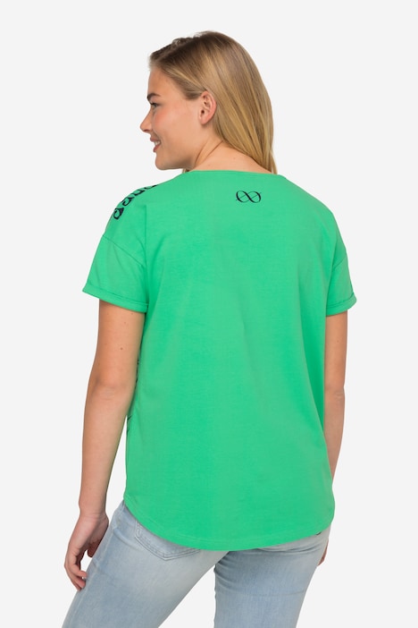 T-Shirt, Langusten-Print, U-Boot-Ausschnitt, Halbarm, OEKO-TEX