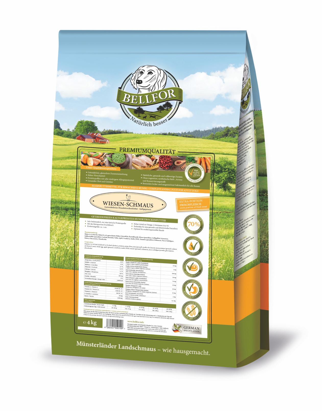Сroquettes pressées à froid avec poulet - wiesen-schmaus - 4 kg