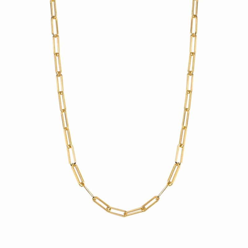 Collier Chaine Argent Doré Maille Longue Moderne Ras De Coup