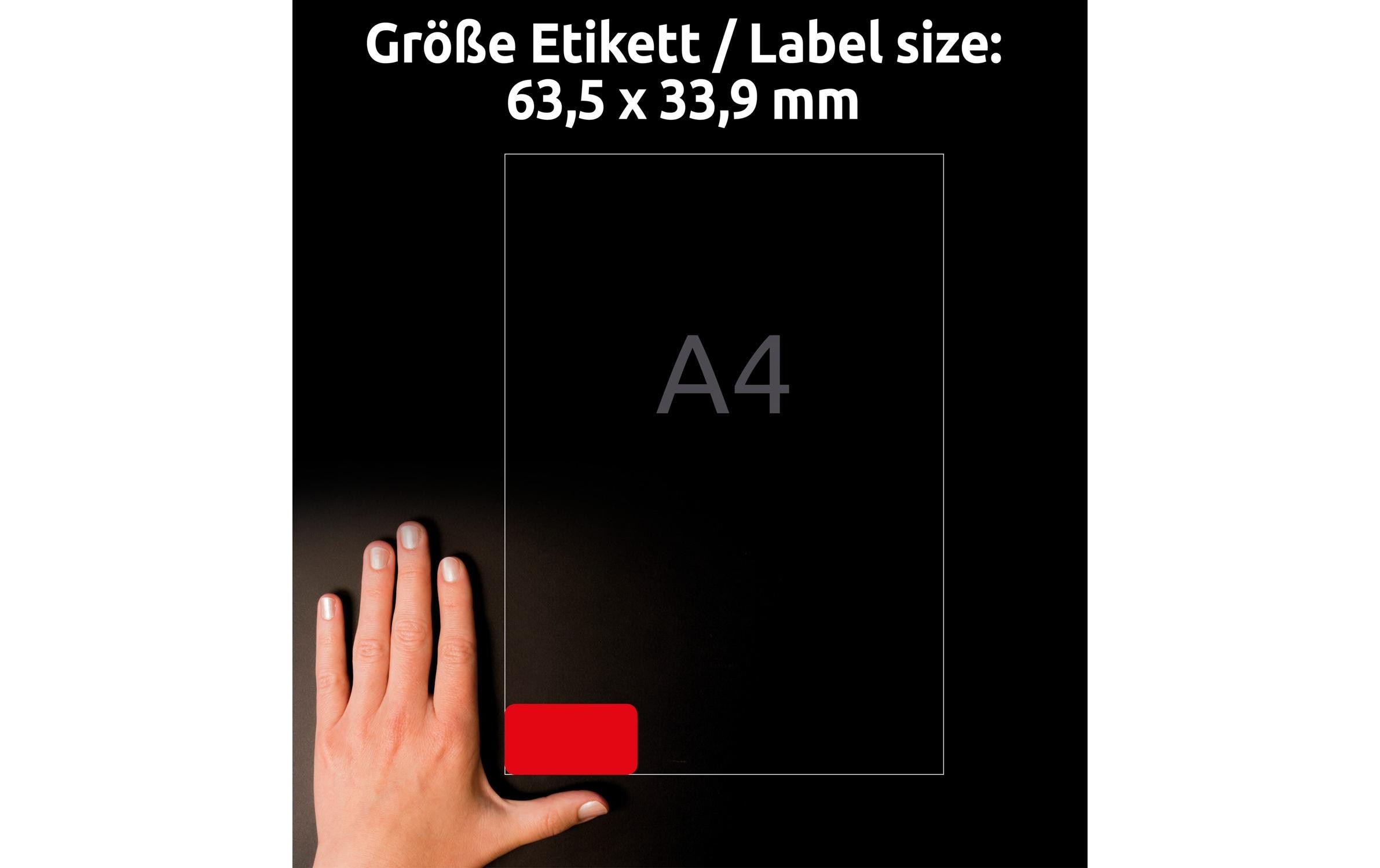 Universal-Etiketten 63.5 x 33.9 mm, 20 Blatt, RotAblösbare Etiketten
