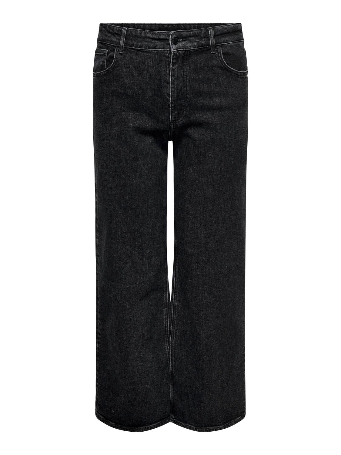 CARJUICY Hohe Taille Weiter Beinschnitt Jeans Washed Black
