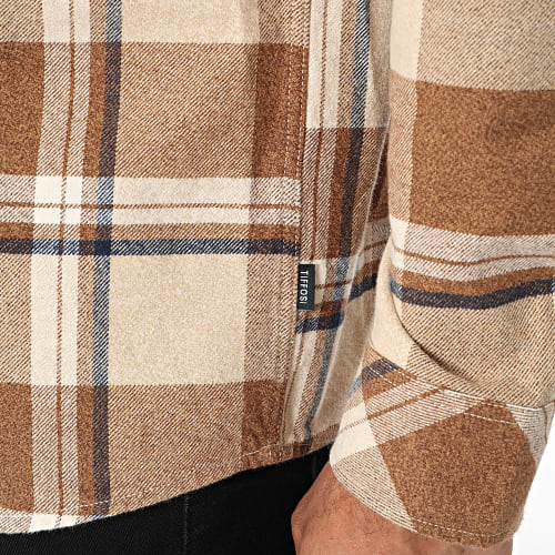 Chemise Manches Longues A Carreaux Pioneer 10051616 Beige Marron