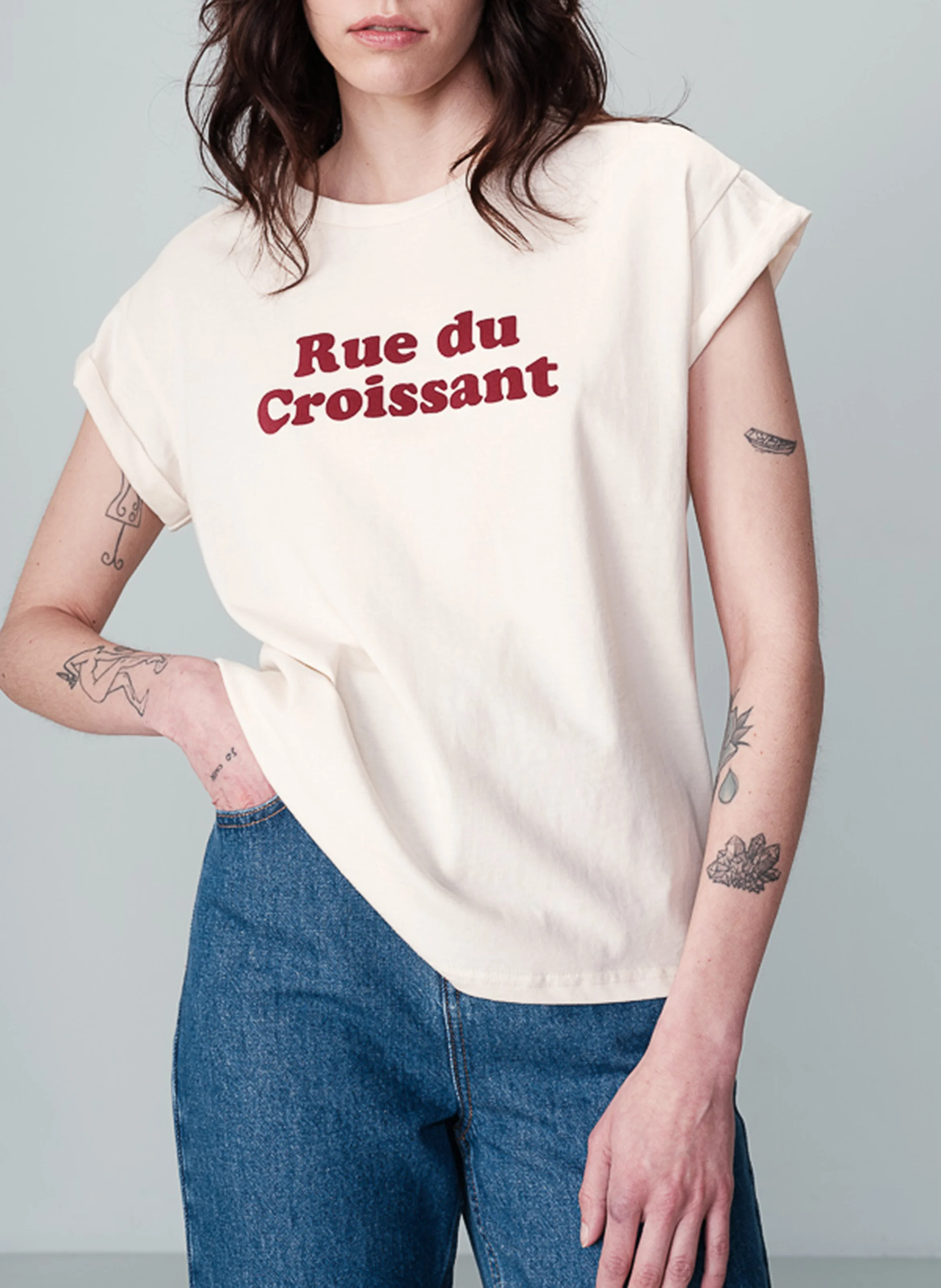 NOODLE - Tee-shirt à message imprimé en coton | Beige