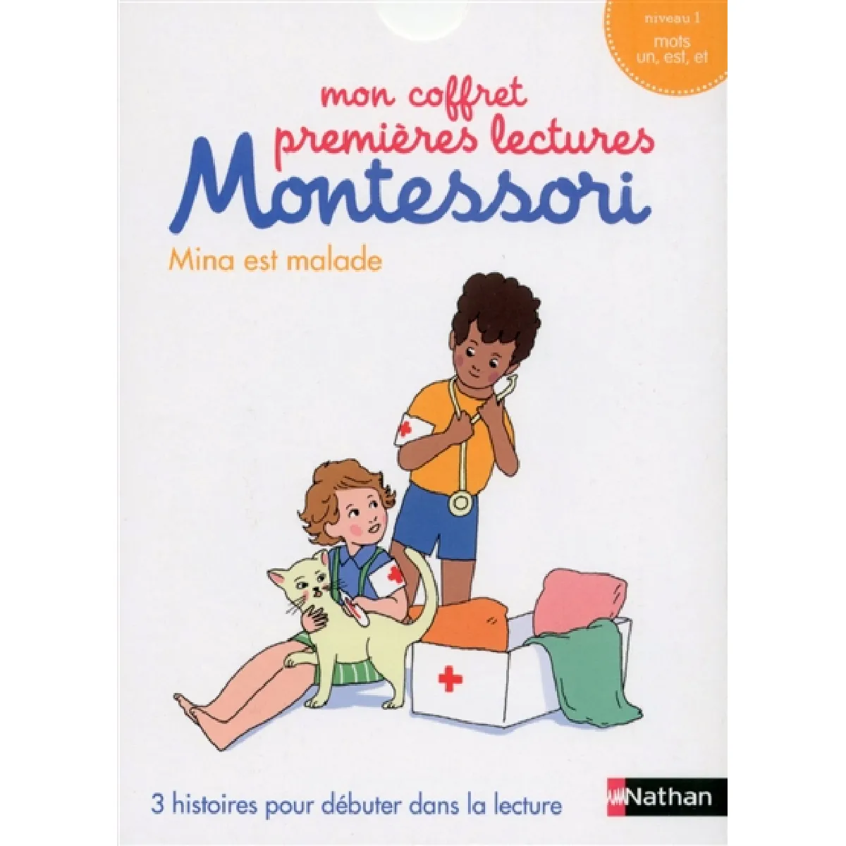 Mon coffret premières lectures Montessori : Mina est malade : 3 histoires pour débuter dans la lecture, niveau 1, mots un, est, et · Occasion