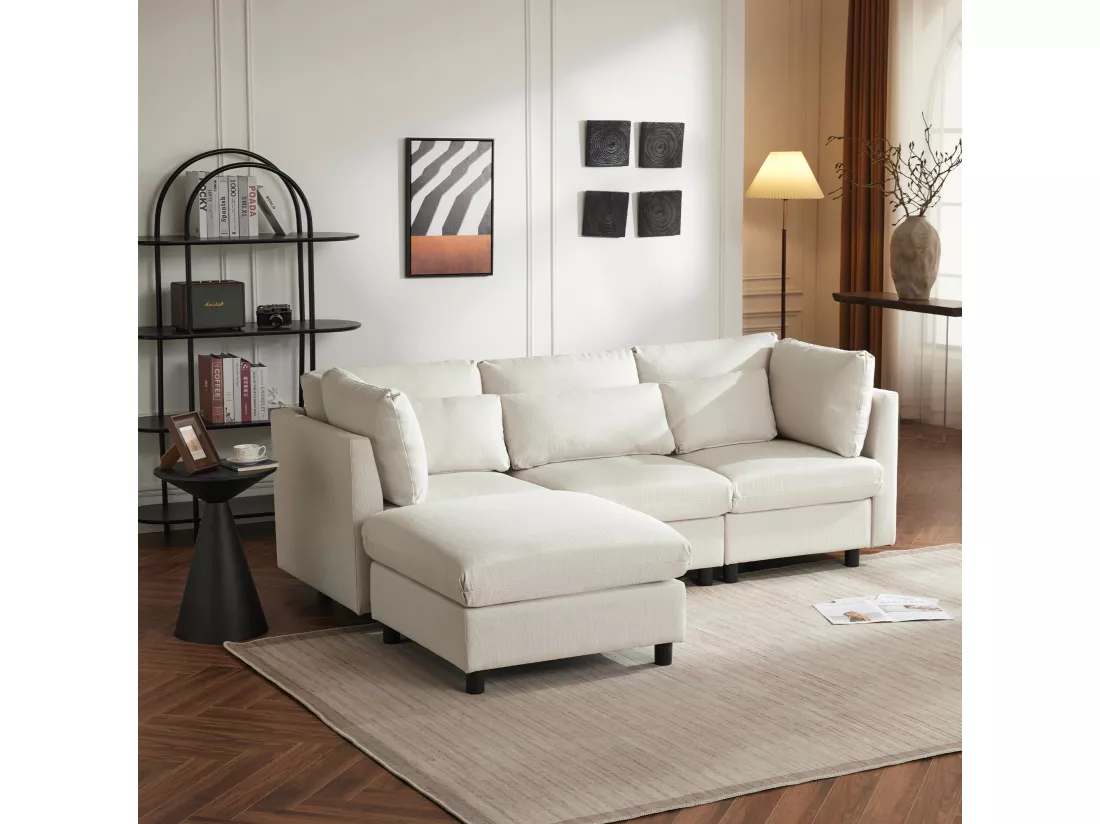 Canapé Moderne，mobilier Rembourré，canapé D'angle Avec Pouf，canapé L-forme