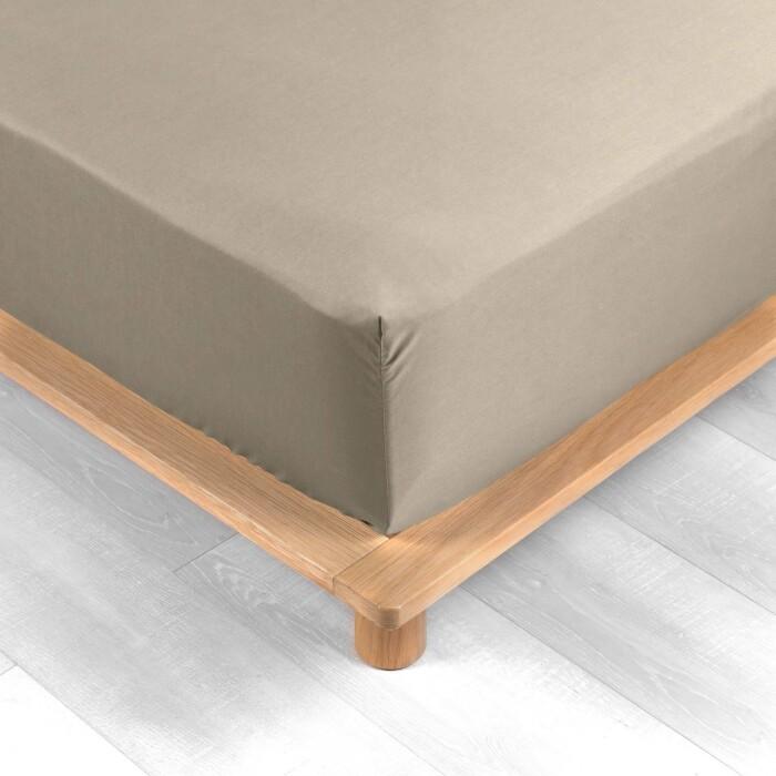 DRAP HOUSSE 160X200CM PERCALE UNI 78 FILS SABLE