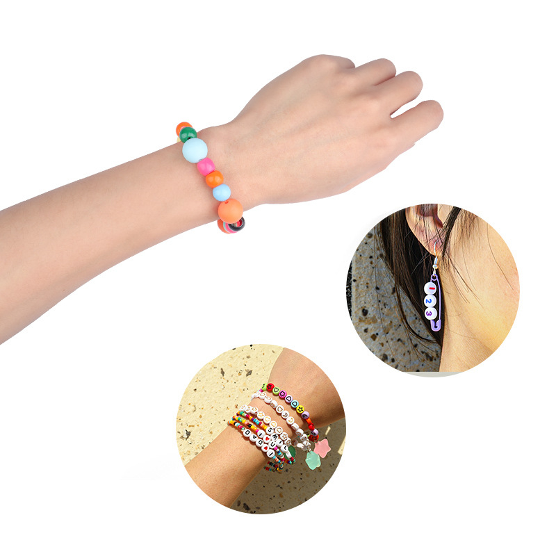 (100er Set) 5mm Perlen DIY Bastel Schmuck Runde Zwischenperle für Armband / Kette - Pastell