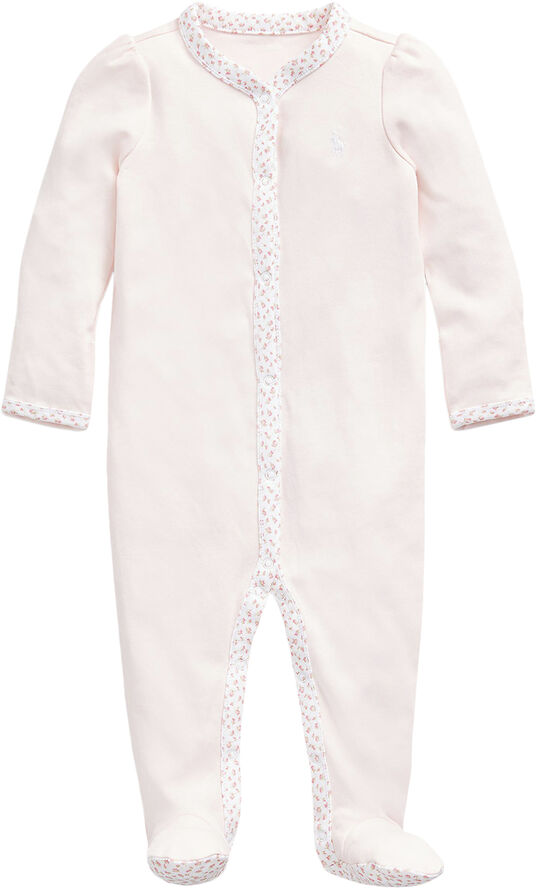 Polo Ralph Lauren Floral-Trim Cotton Coverall Pink