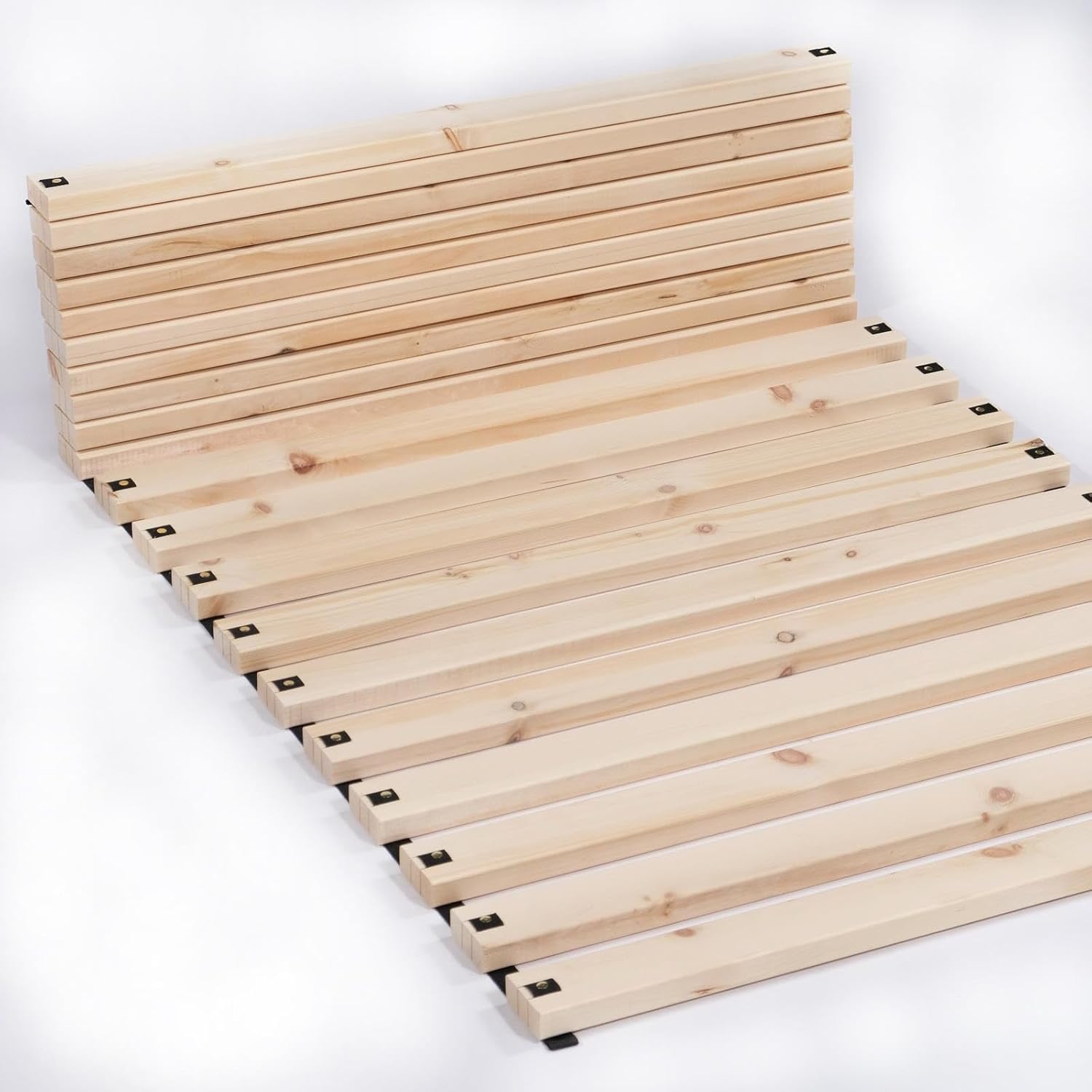 TUGA - Holztech metallfreier Rollrost Lattenrost Naturholz bis 300kg Flächenlast (Gurtband montiert, 140 x 200)