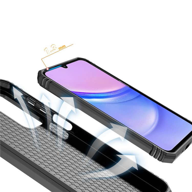 Samsung Galaxy A16 Hybrid Outdoor Hardcase Hülle mit Cam-Slider   Magnetischer Kickstand - Schwarz