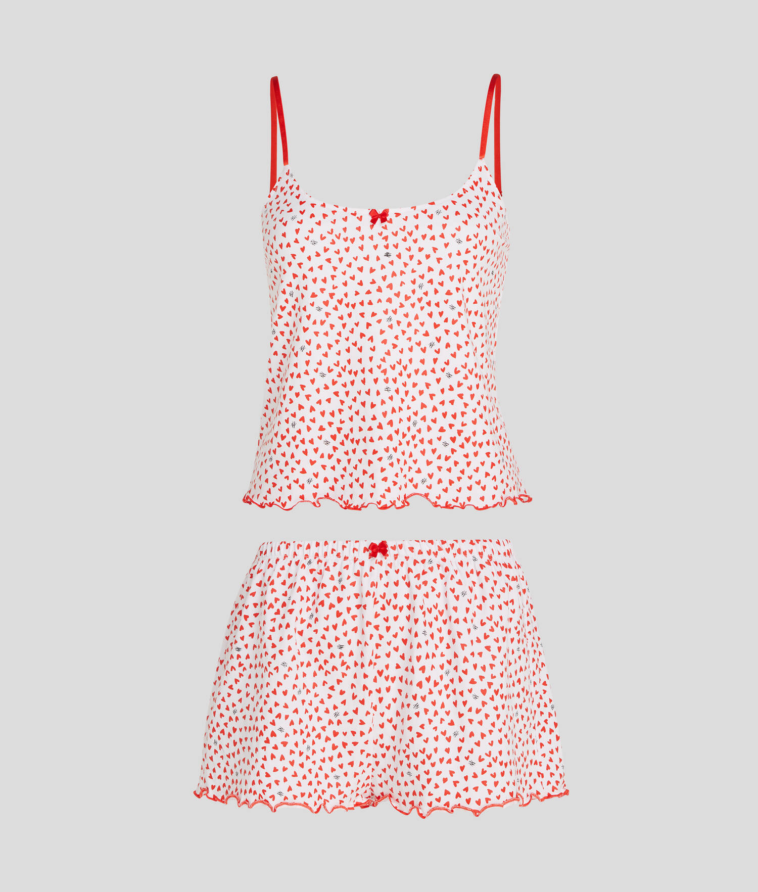 ENSEMBLE PYJAMA AVEC SHORT K/HEART - Motif en forme de cœur sur toute la surface Blanc-Rouge