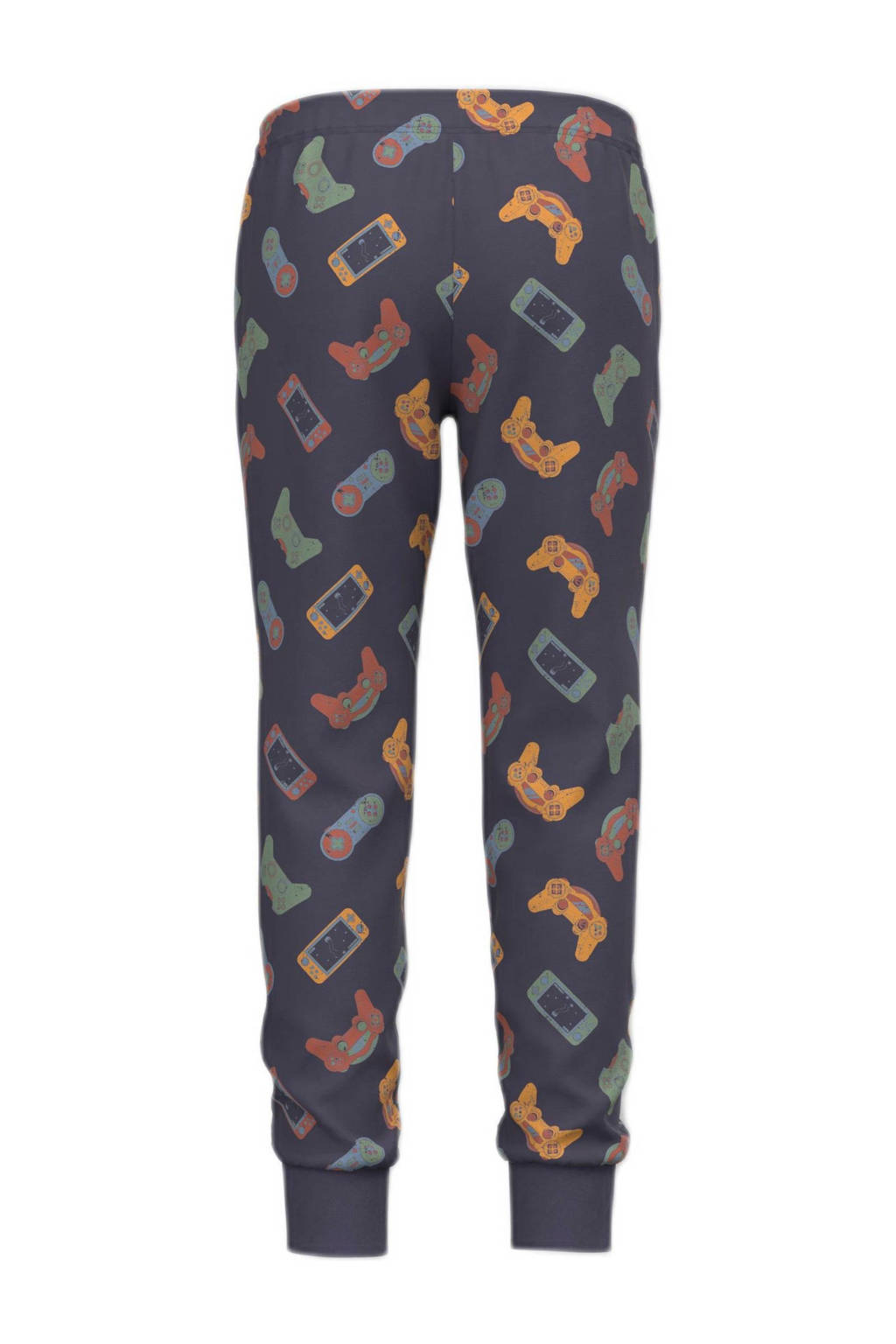 NAME IT pyjama NKMNIGHTSET met all over print grijsblauw/oranje/groen