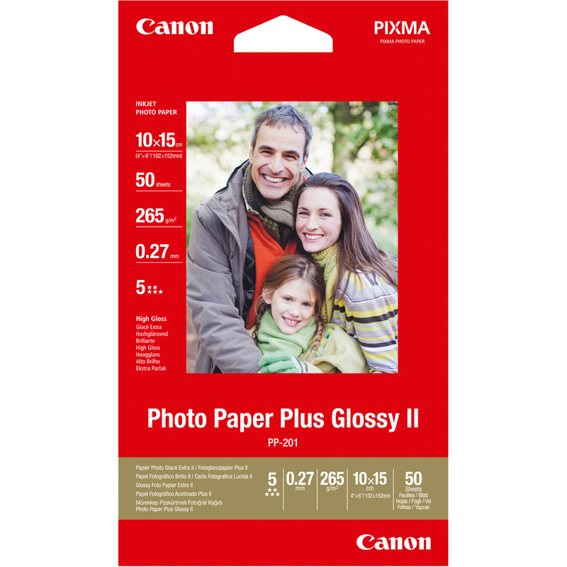 Canon Photo Paper Plus Glossy II Fotopapier, 10 x 15 cm, 265 g/m², hochglanz