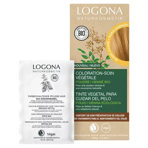 Tratamento de coloração capilar Logona Louro Acobreado 100g