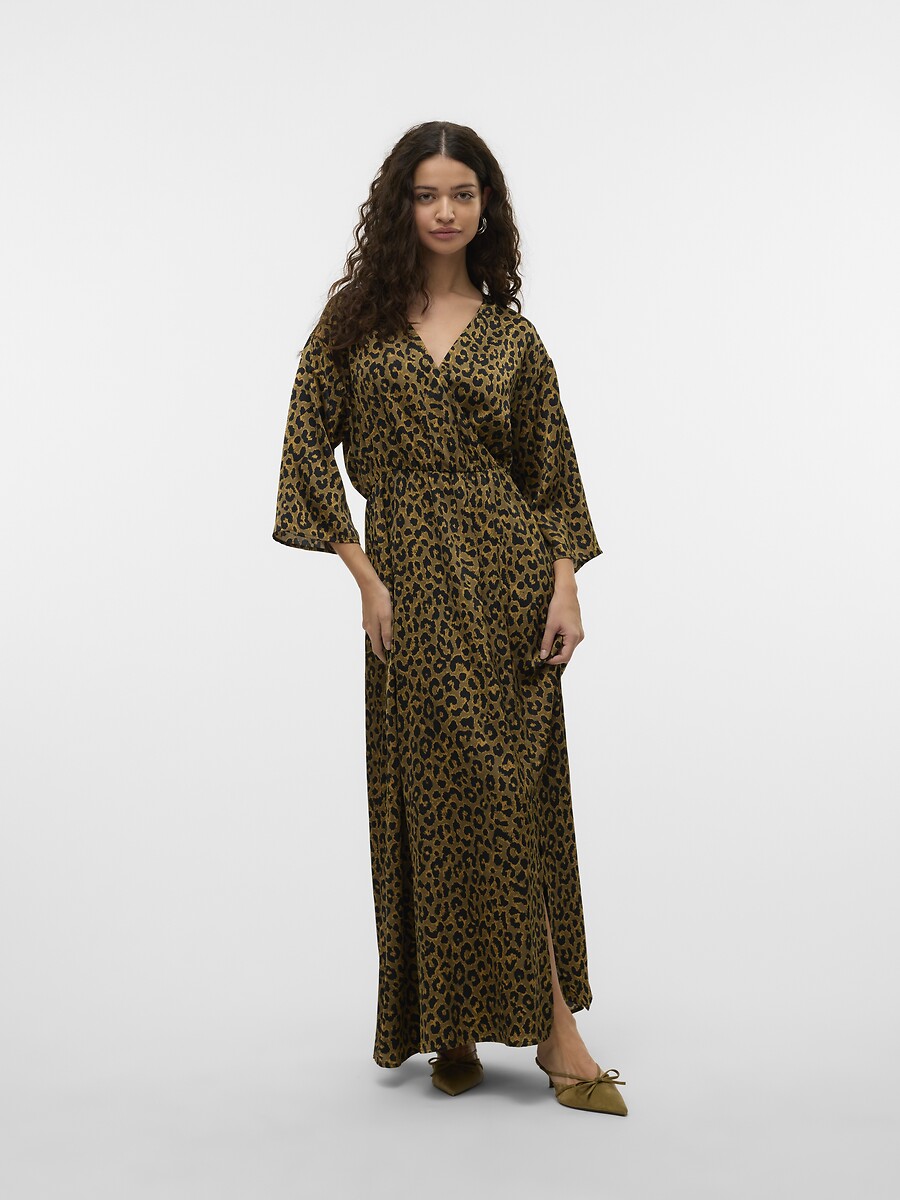 VERO MODA<br>Vestido longo estampado com decote em V