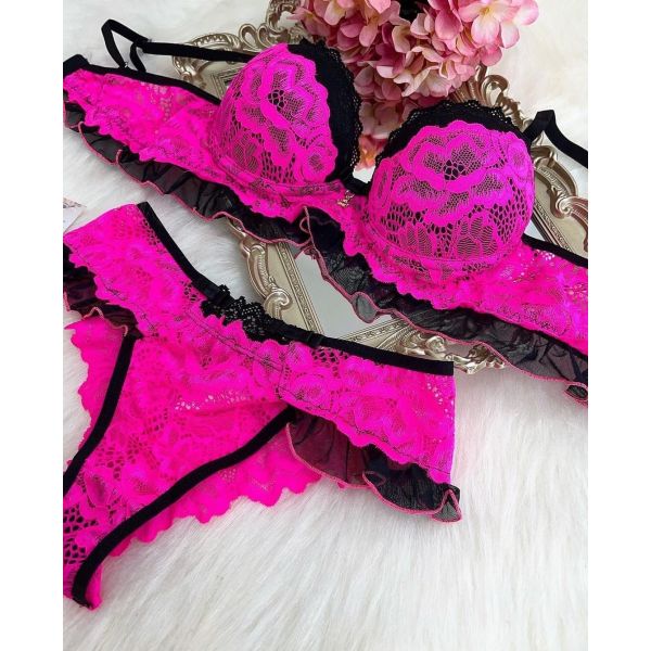 Donna Chic Conjunto Penélope Pink c/ Preto-Neon S
