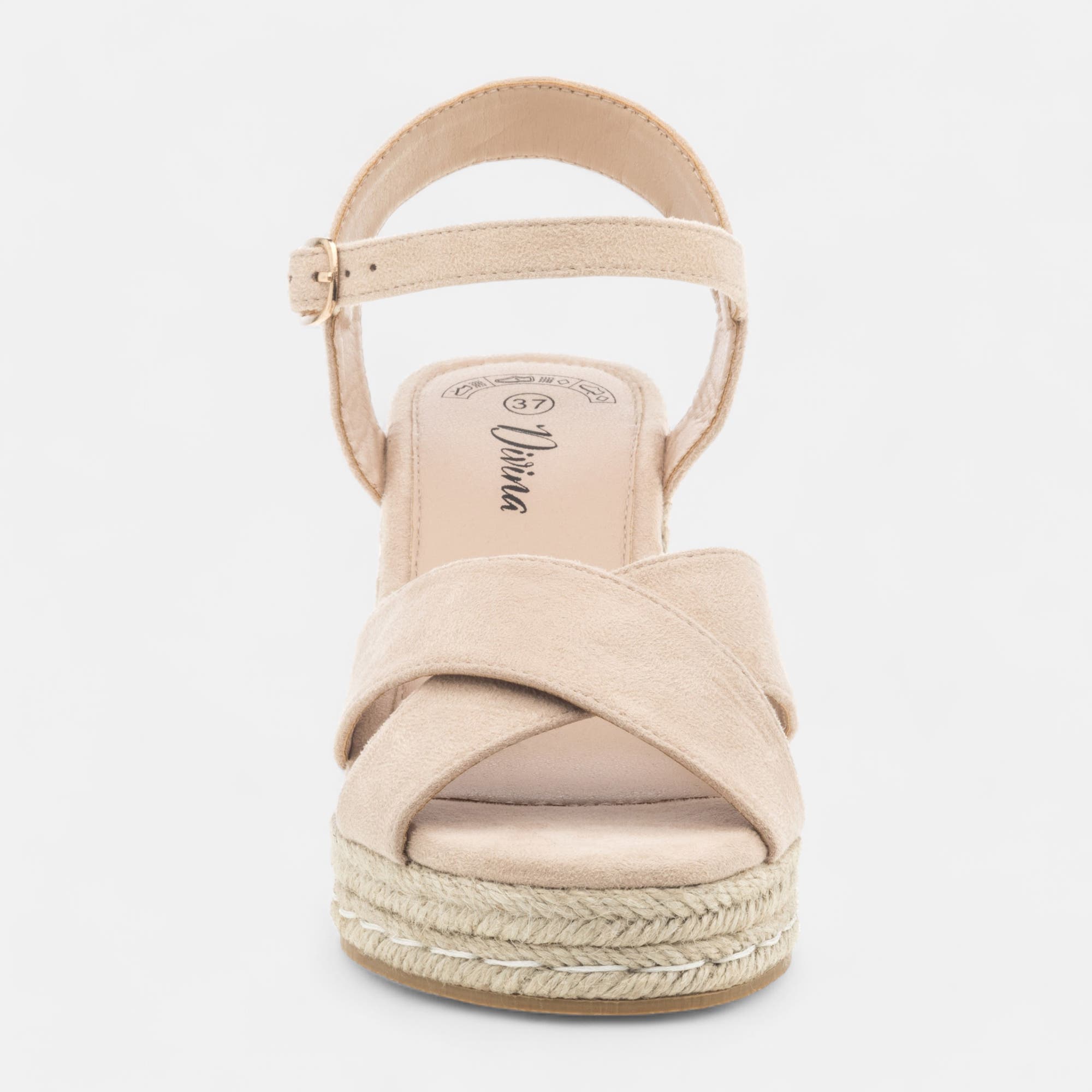 Espadrilles à talon compensé Femme beige