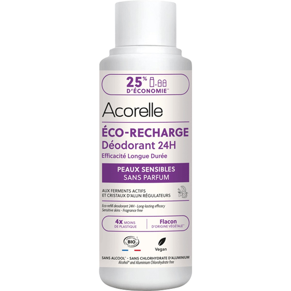 Recharge déodorant roll-on bio - Peaux sensibles - 100 ml