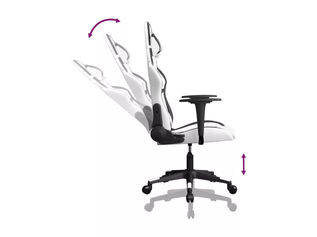 Chaise de jeu Blanc et noir Similicuir