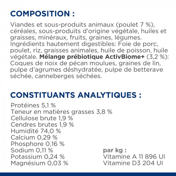 HILL'S Prescription Diet Gastrointestinal Biome en terrine au poulet - Pâtée pour chien
