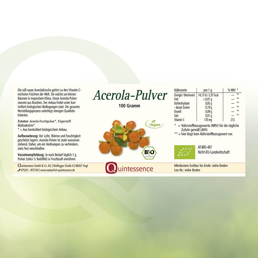 Acerola-Pulver in Bioqualität von Quintessence