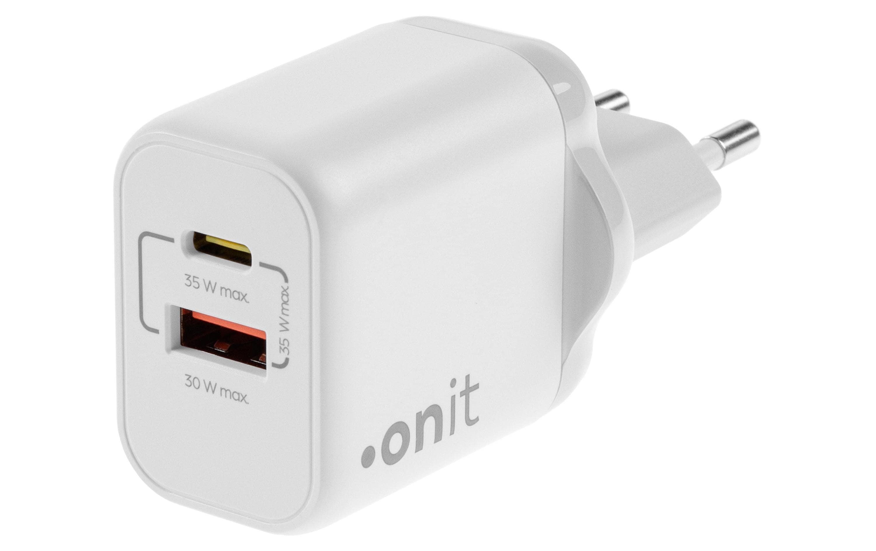 USB-Wandladegerät Dual 1C1A 35 W GaN WeissLadeadapter mit einem USB-C- und einem USB-A-Port