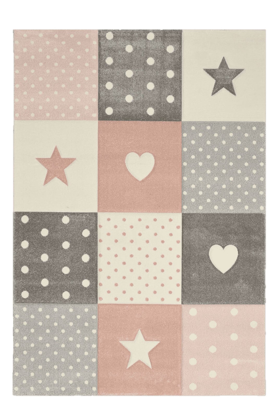 Friseeteppich Heart Rosa-Grau 120 x 170 cm