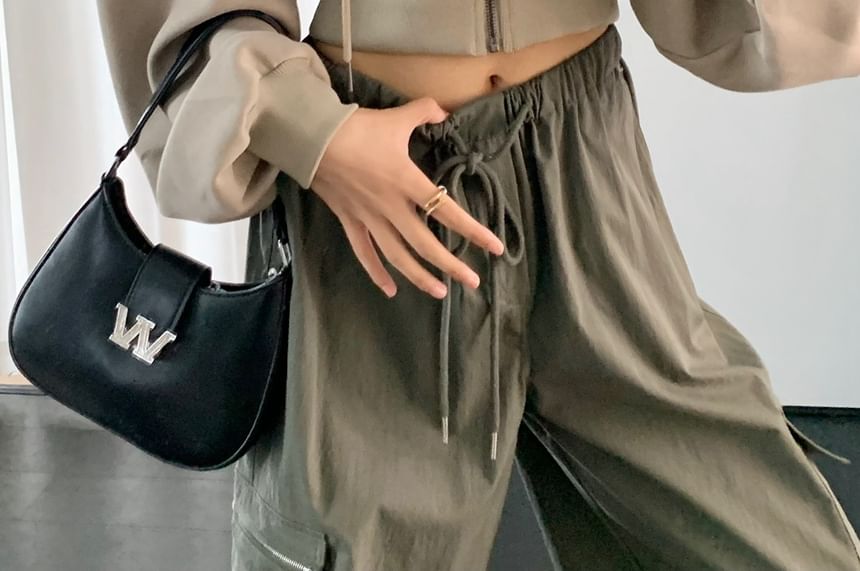 Asiris - Effen cropped hoodie met rits