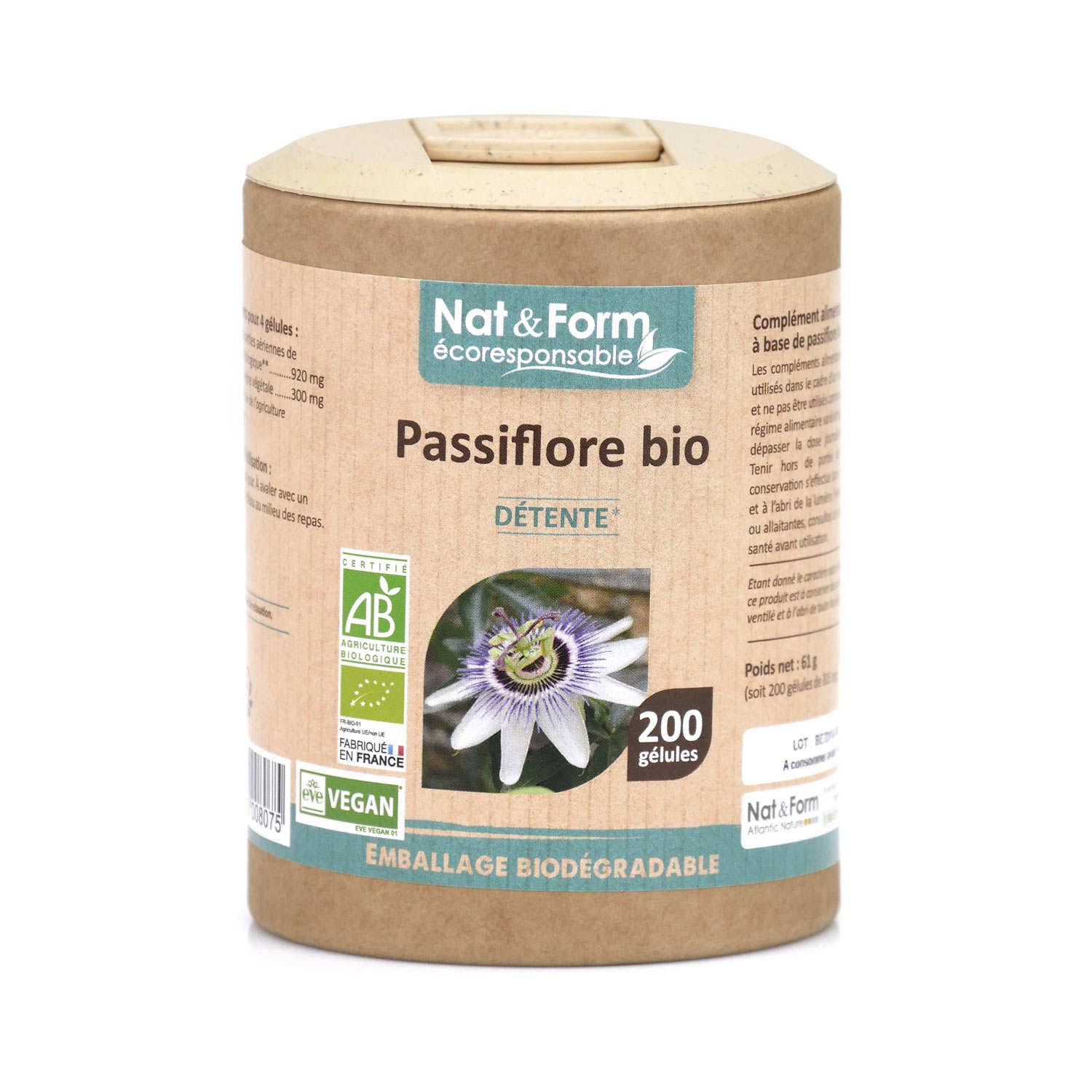 Passiflore bio - 200 gélules de 305mg