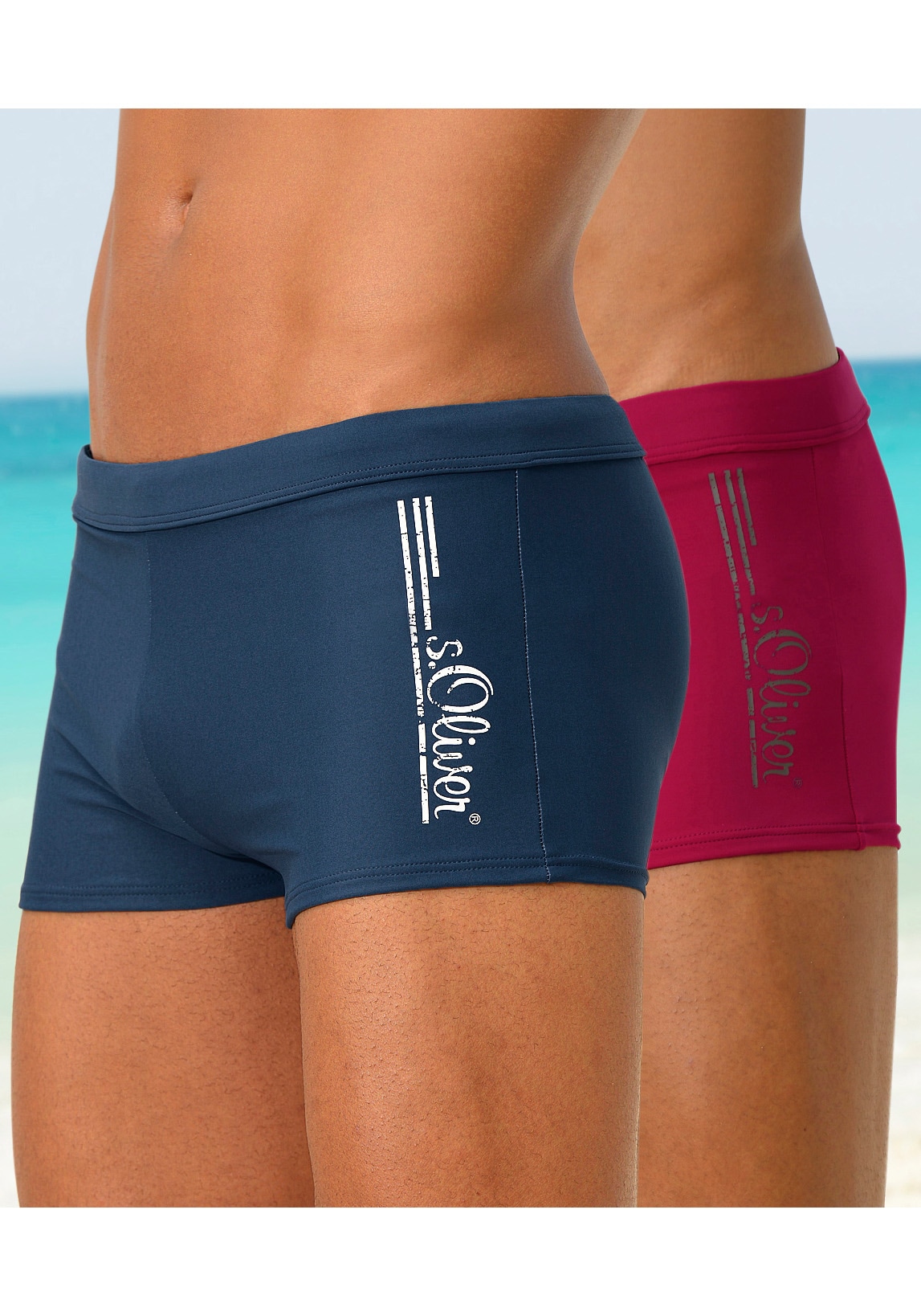 s.Oliver Boxer-Badehose , mit Logoschriftzug im coolen Used-Look