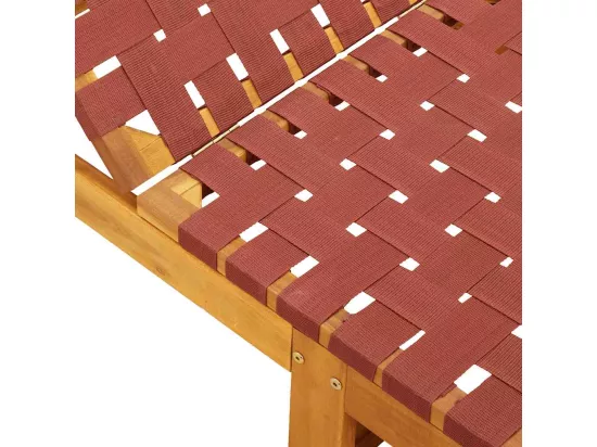 Chaises longues rouge bois d'acacia solide et tissu