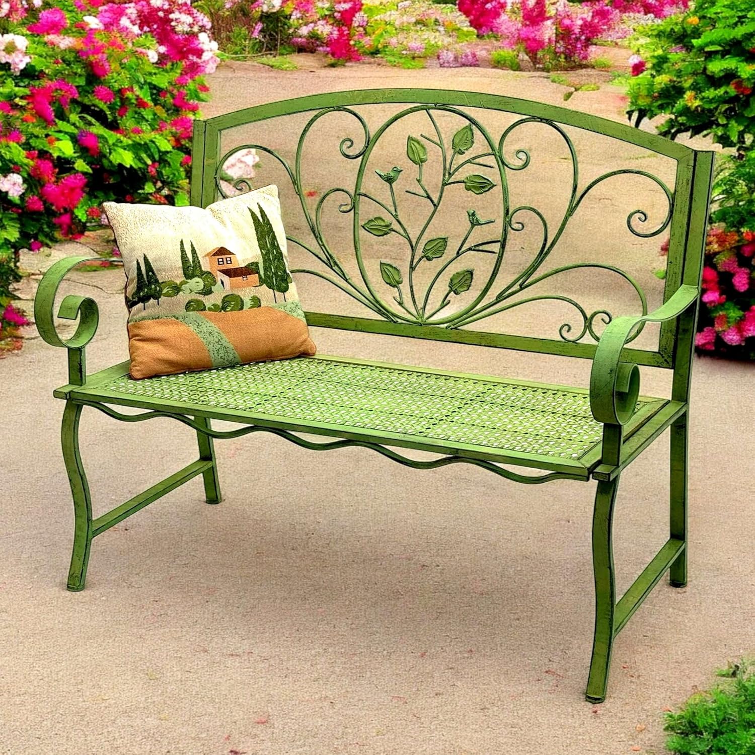 DanDiBo Gartenbank Rossa Wetterfest 2 Sitzer Metall Grün 110 cm 96593 Sitzbank Eisen Bank Garten Antik Parkbank