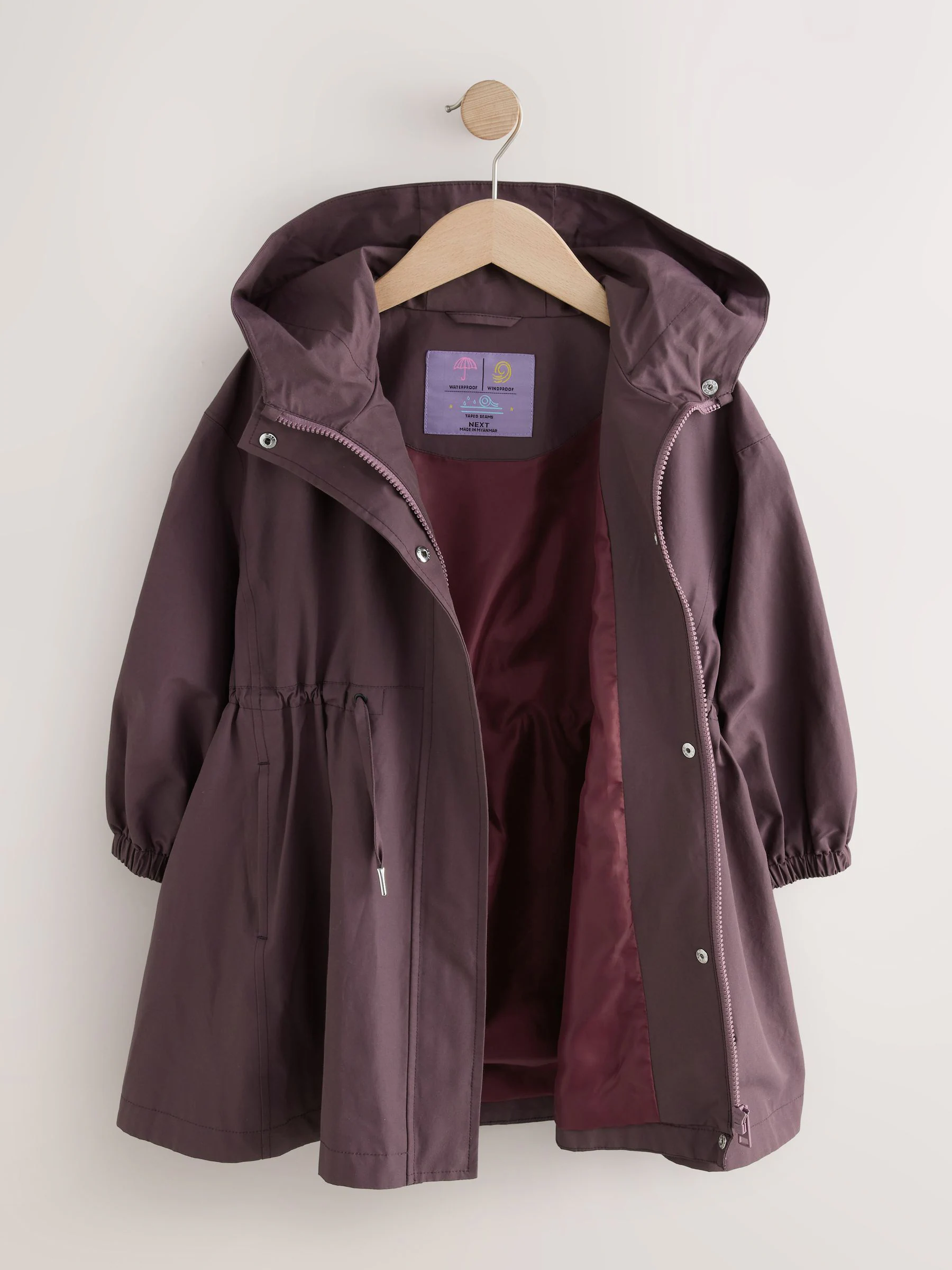 Bordeauxrood - Waterdichte Cagoule-jas met rok (3-16jaar)